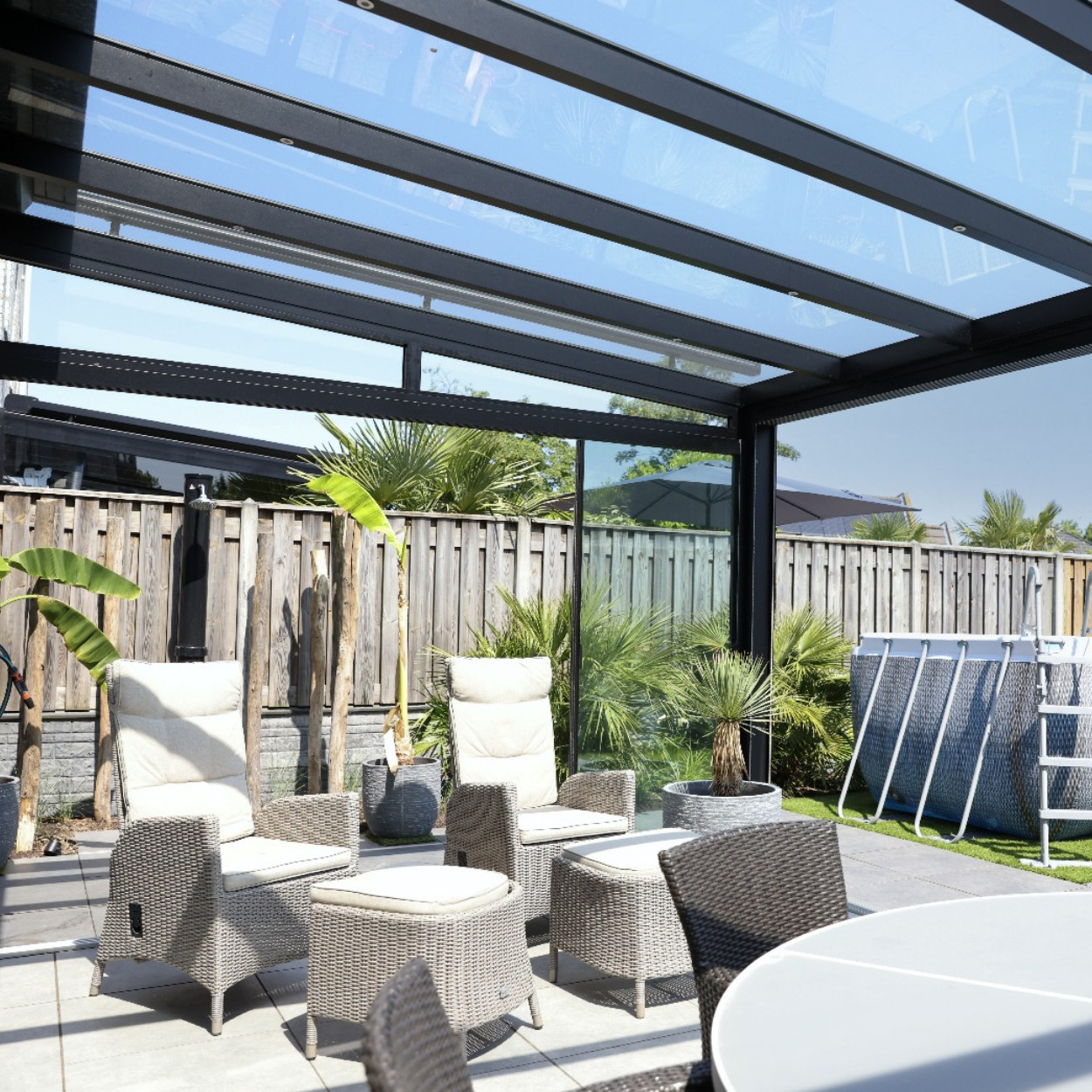 MB Line Aluminium Veranda Zwart met Polycarbonaat dak